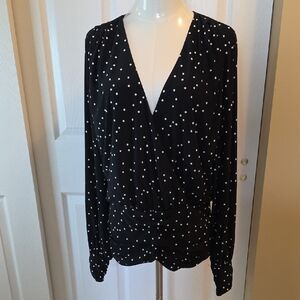 NWT INC International Concepts Rouching  Polka Dot Top